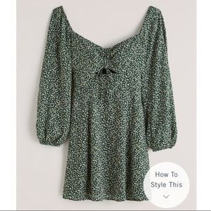 Abercrombie & Fitch Long Sleeved Cinched Cut Out Mini Dress Green Size Small